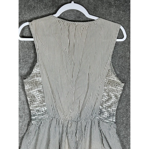 Old Navy Sleeveless Smocked Dress Womens Sz‎ Large Tall Striped White Gray Brown - Picture 8 of 16